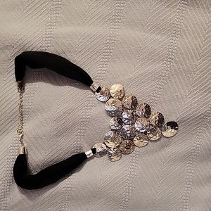 Ladies silver and black necklace